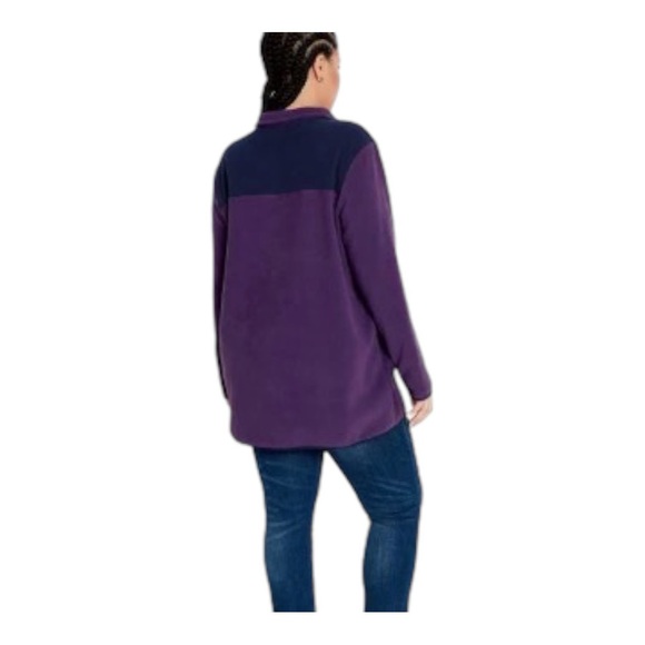 Avenue Women’s Size 18 Purple & Blue Color Block Polar Fleece Pullover - Picture 2 of 15